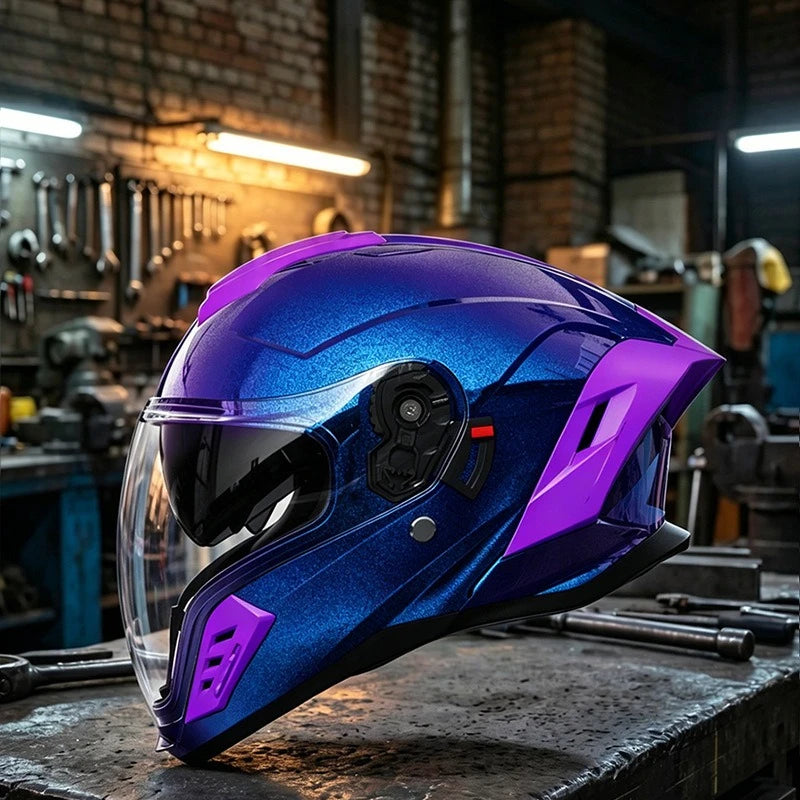 Casco Moto Doble Lente Cara Abierta Unisex 4 Estaciones