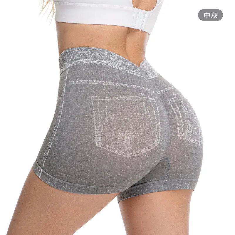 Shorts deportivos grises de cintura alta y diseño fruncido