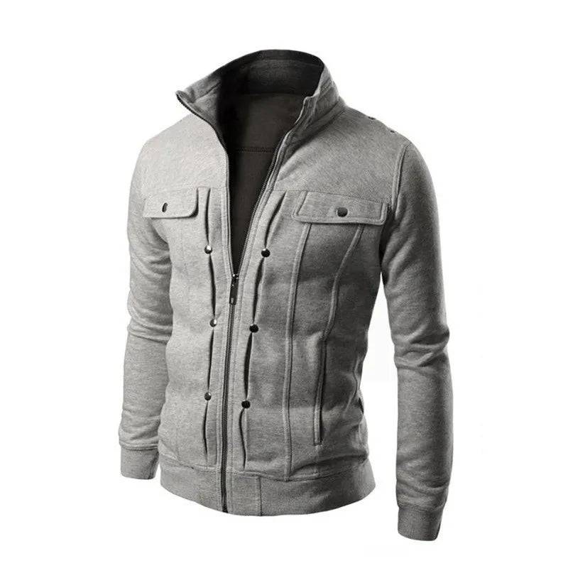 Chaqueta Cardigan Hombre Cremallera Cuello Alto Primavera Otoño - Corporación Turística