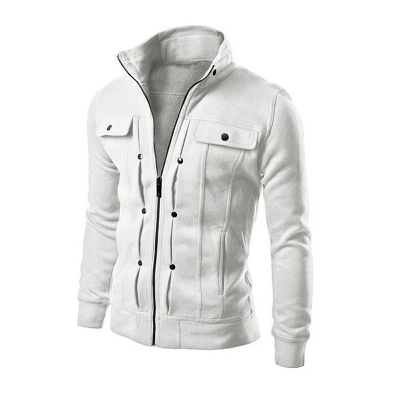 Chaqueta Casual Hombre Cremallera Cuello Alto Primavera Otoño