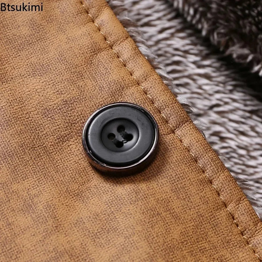 Chaqueta Cuero Hombre 2026: Abrigo Lana Slim Fit Cálido