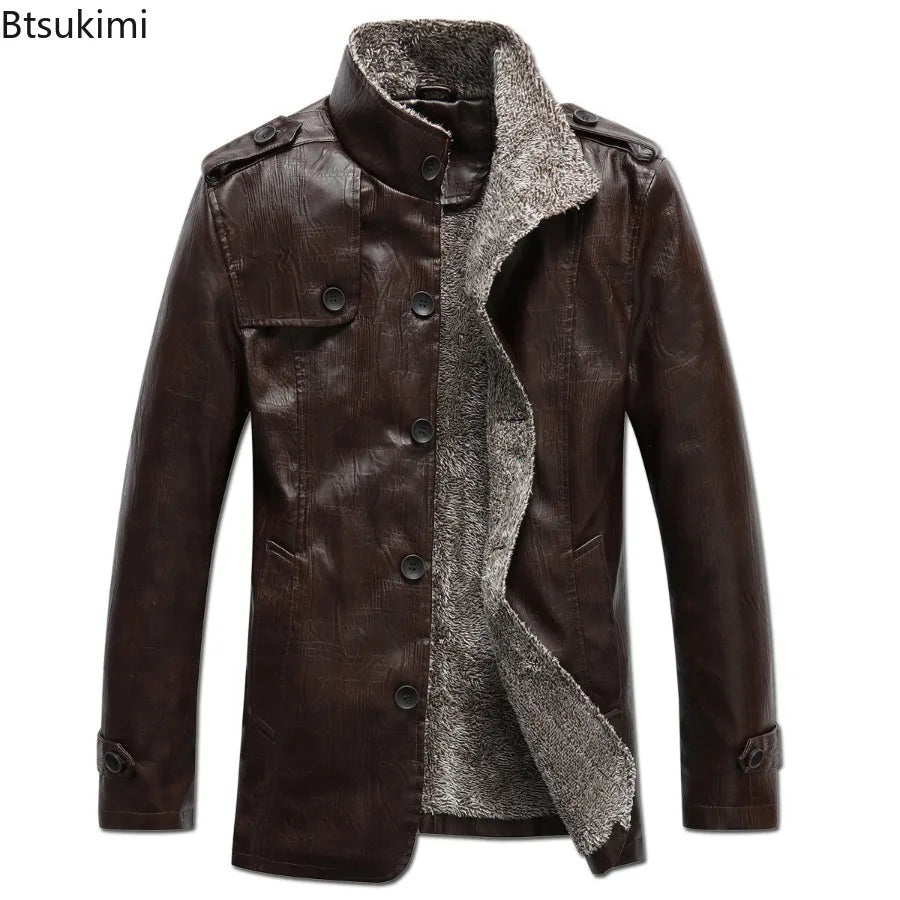 Chaqueta Cuero Hombre 2026: Abrigo Lana Slim Fit Cálido