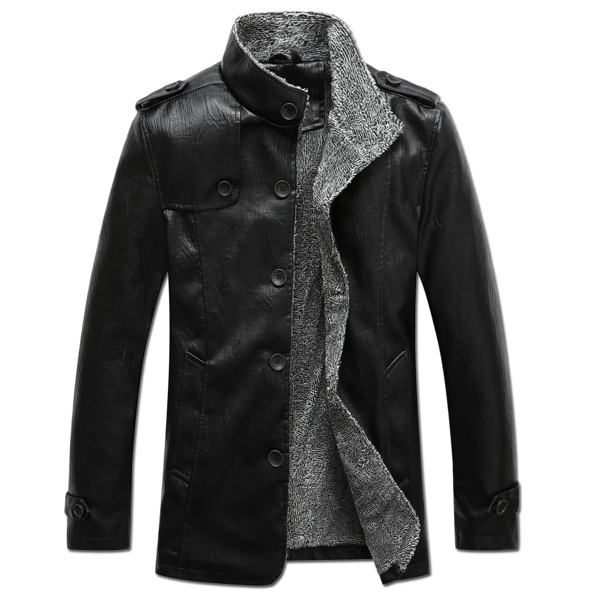 Chaqueta Cuero Hombre 2026: Abrigo Lana Slim Fit Cálido