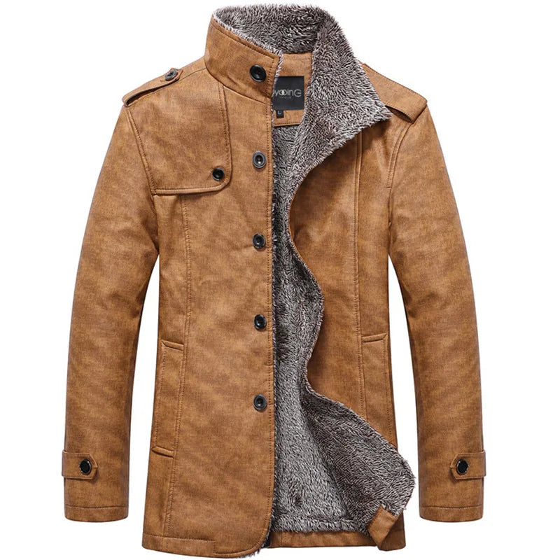 Chaqueta Cuero Hombre 2026: Abrigo Lana Slim Fit Cálido