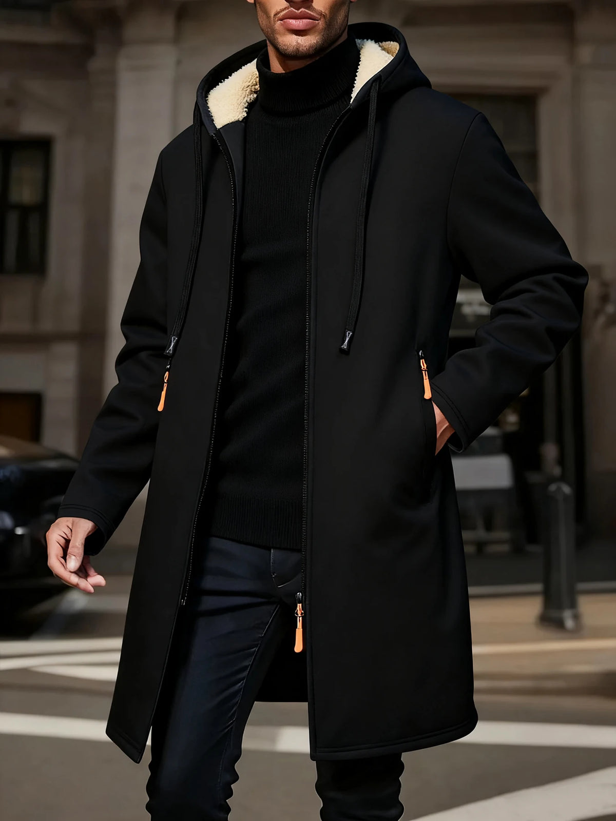 Chaqueta Gruesa Hombre con Capucha y Cremallera - Abrigo Invierno Cálido - Corporación Turística