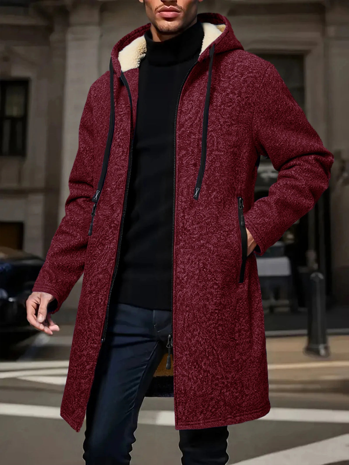 Chaqueta Gruesa Hombre con Capucha y Cremallera - Abrigo Invierno Casual - Corporación Turística