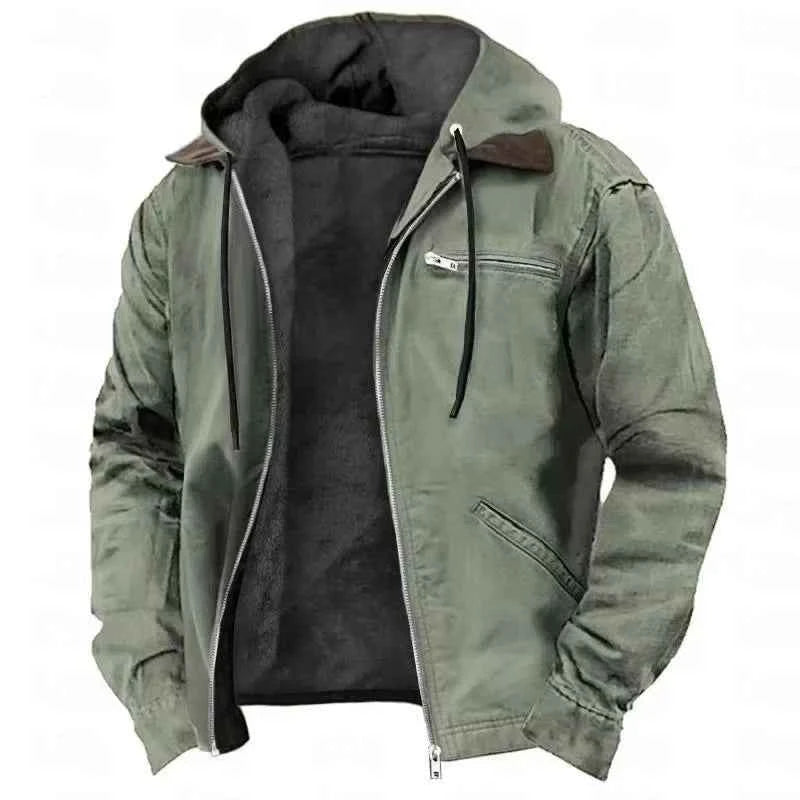 Chaquetas con Capucha Hombre: Abrigo Lana Cálido Cremallera