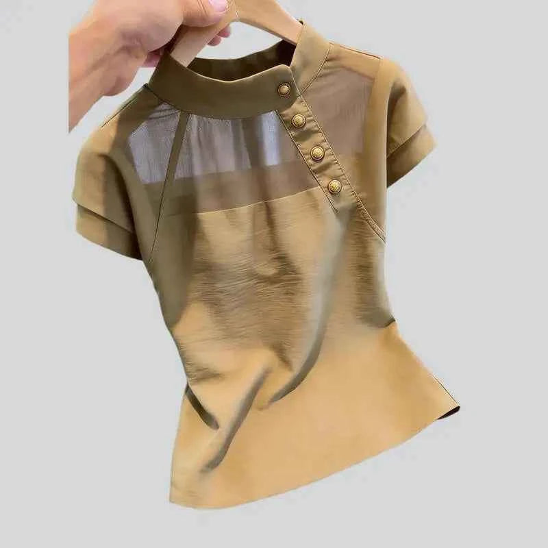Blusa Francesa Verano 2026: Elegante Patchwork para Mujer