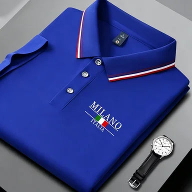 Camisa Polo Verano Hombre: Estampado Milán, Cuello Rayas - Transpirable Casual - Corporación Turística