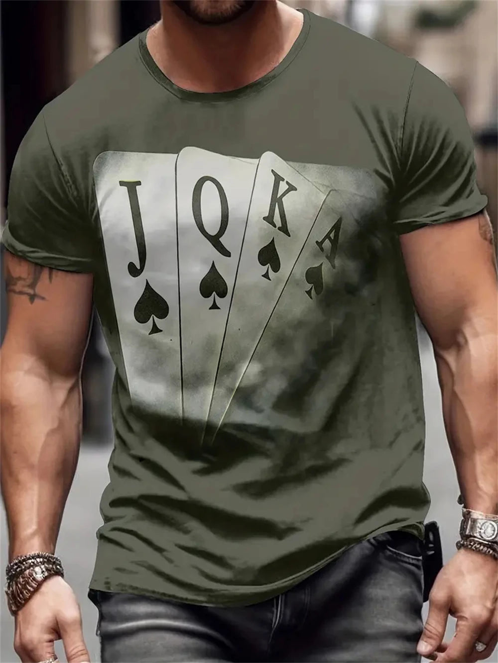 Camiseta Negra "King" Hombre: Estampado Dorado Informal