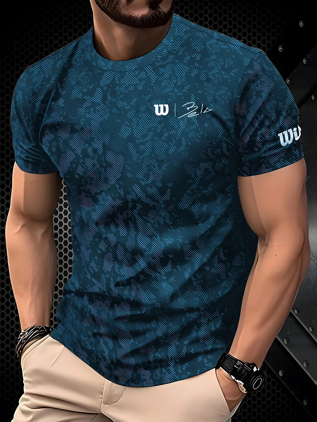 Camiseta Negra "King" Hombre: Estampado Dorado Informal