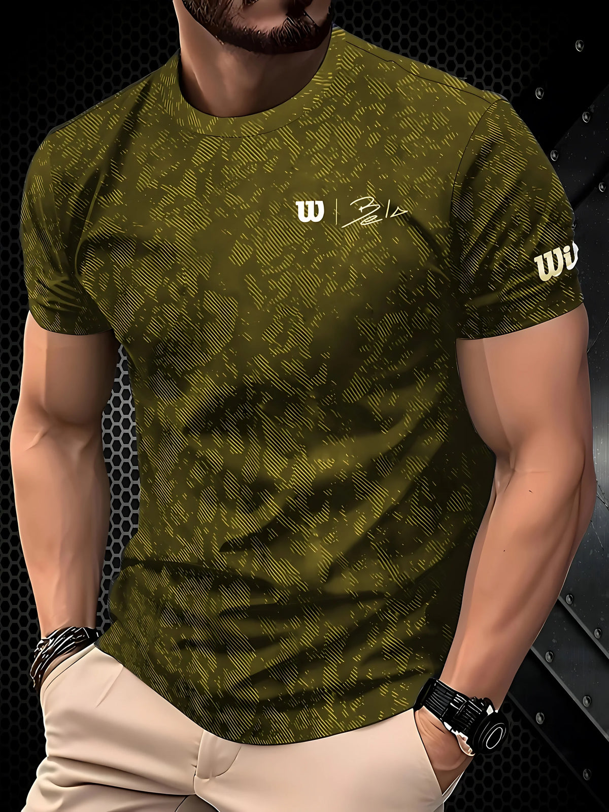Camiseta Negra "King" Hombre: Estampado Dorado Informal