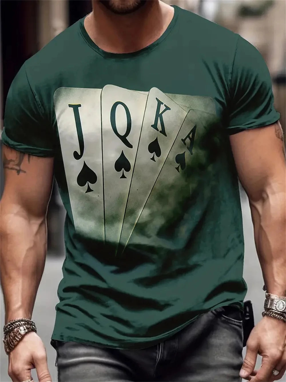 Camiseta Negra "King" Hombre: Estampado Dorado Informal
