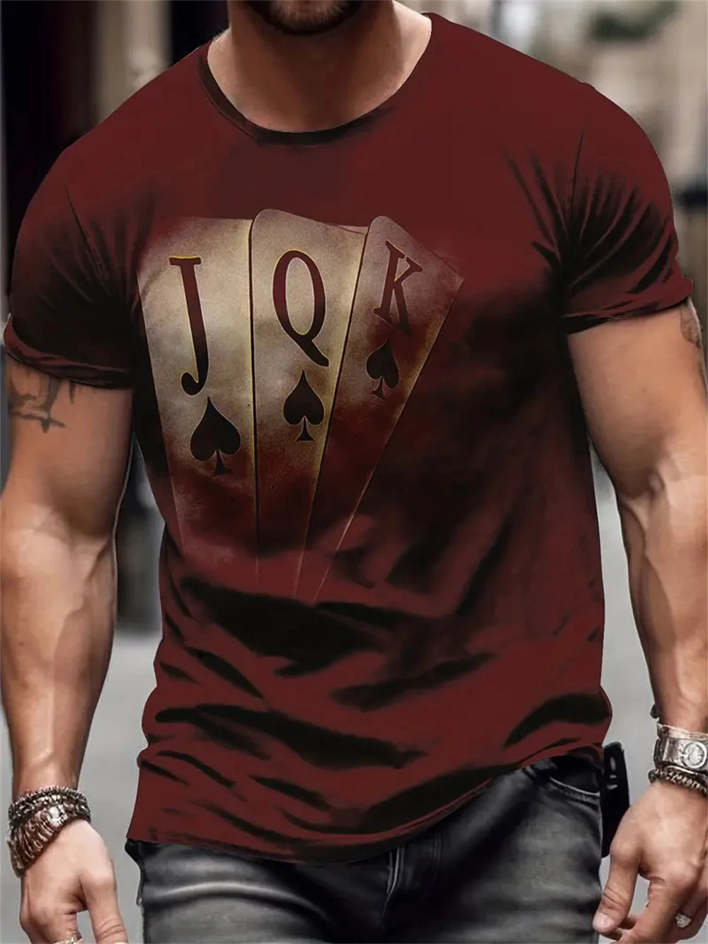 Camiseta Negra "King" Hombre: Estampado Dorado Informal