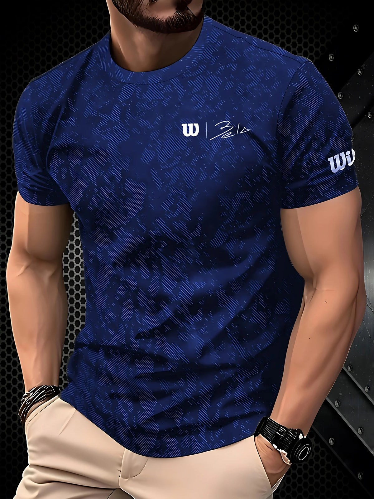 Camiseta Negra "King" Hombre: Estampado Dorado Informal