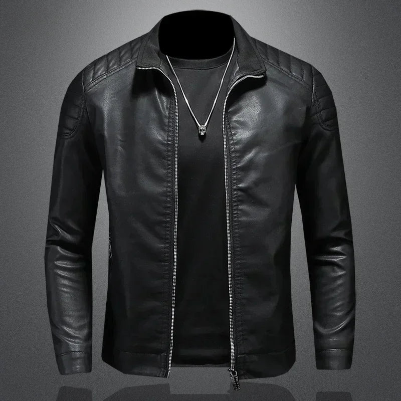 Chaqueta Cuello Alto Hombre - Estilo Casual PU - Primavera Otoño