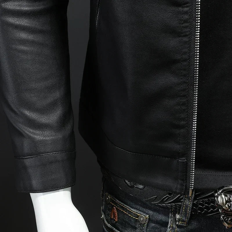 Chaqueta Cuello Alto Hombre - Estilo Casual PU - Primavera Otoño