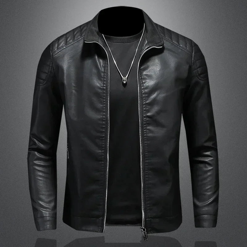 Chaqueta Cuello Alto Hombre - Estilo Casual PU - Primavera Otoño