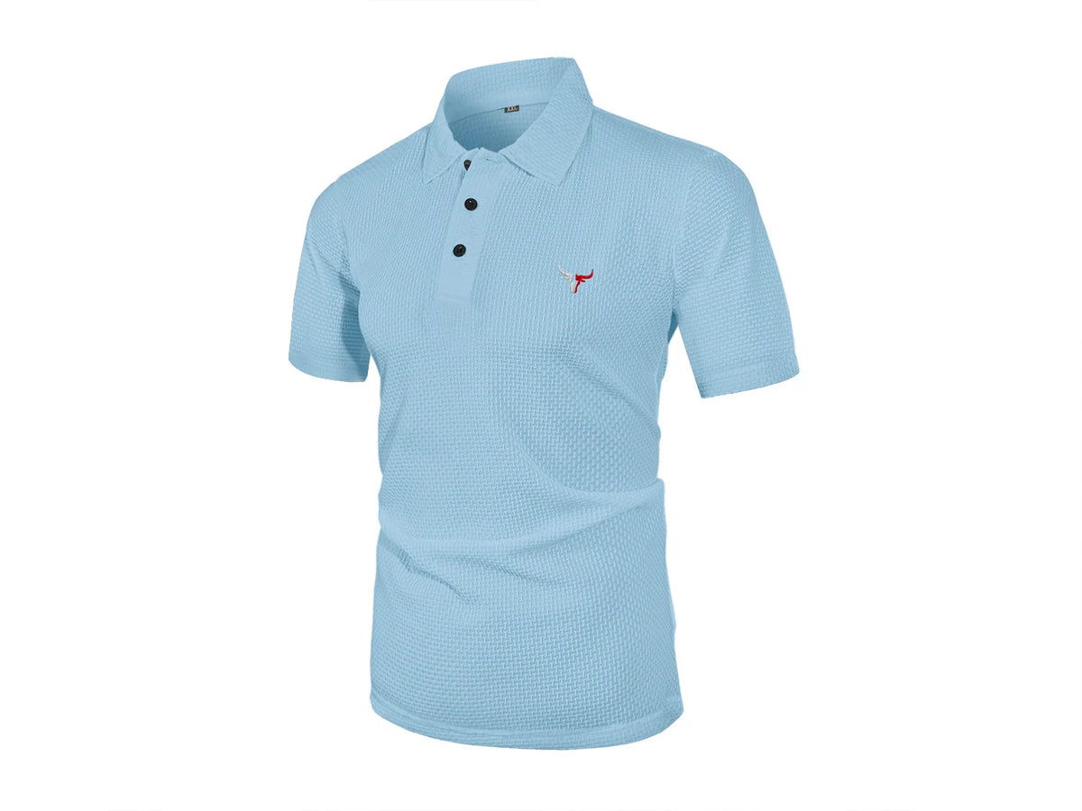 Camiseta Verano Hombre Seda Helada Solapa Casual Manga Corta - Corporación Turística