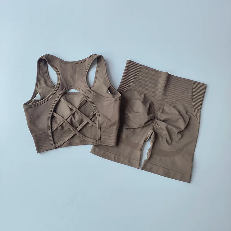 Conjunto Yoga Mujer Sin Costuras Sexy (2 Piezas) Fitness - Corporación Turística