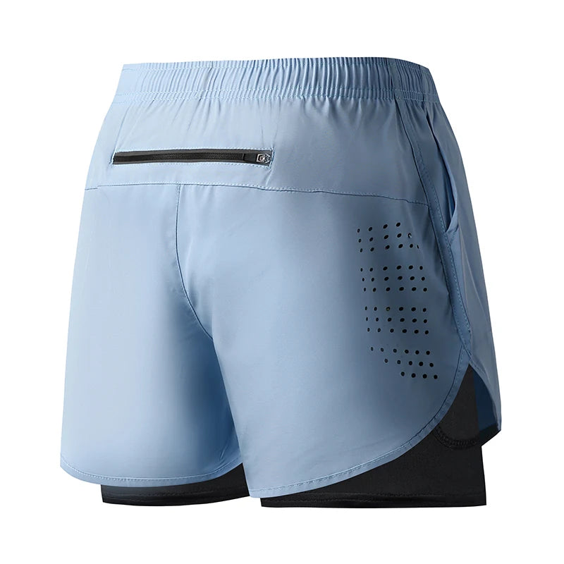 Pantalones Cortos para Correr Hombre: Doble Capa Fitness Secado Rápido - Corporación Turística