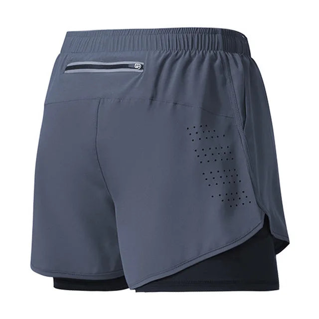 Pantalones Cortos para Correr Hombre: Doble Capa Fitness Secado Rápido - Corporación Turística