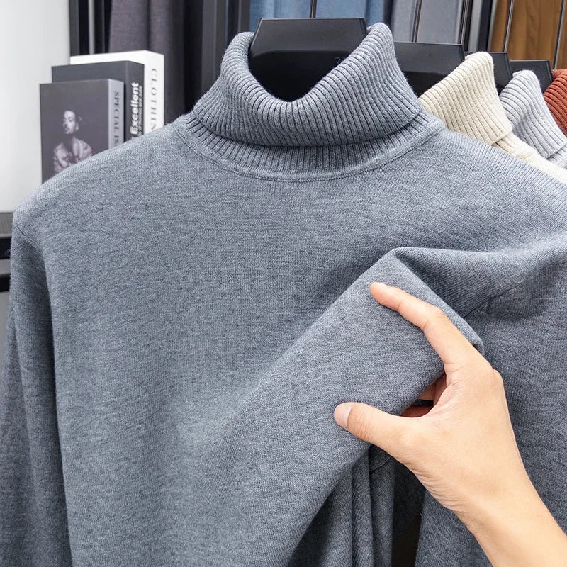 Blue navy men's high-neck sweater by Corporación Turística, warm winter knit with premium anti-pilling quality.