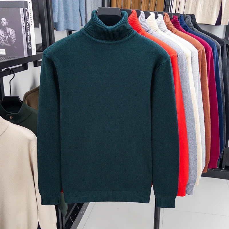 Blue men's high-neck sweater by Corporación Turística, warm wool blend, suitable for fall and winter, premium quality, XL size.