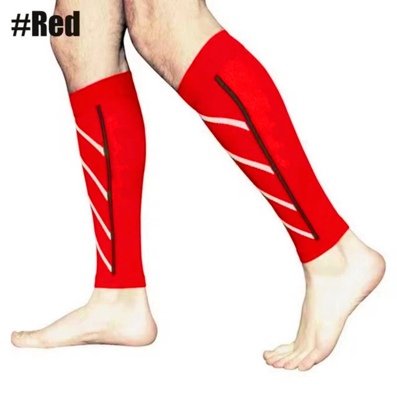 1 par de mangas de compresión para pantorrilla, calcetine en color rojo, diseñado para comodidad y soporte.