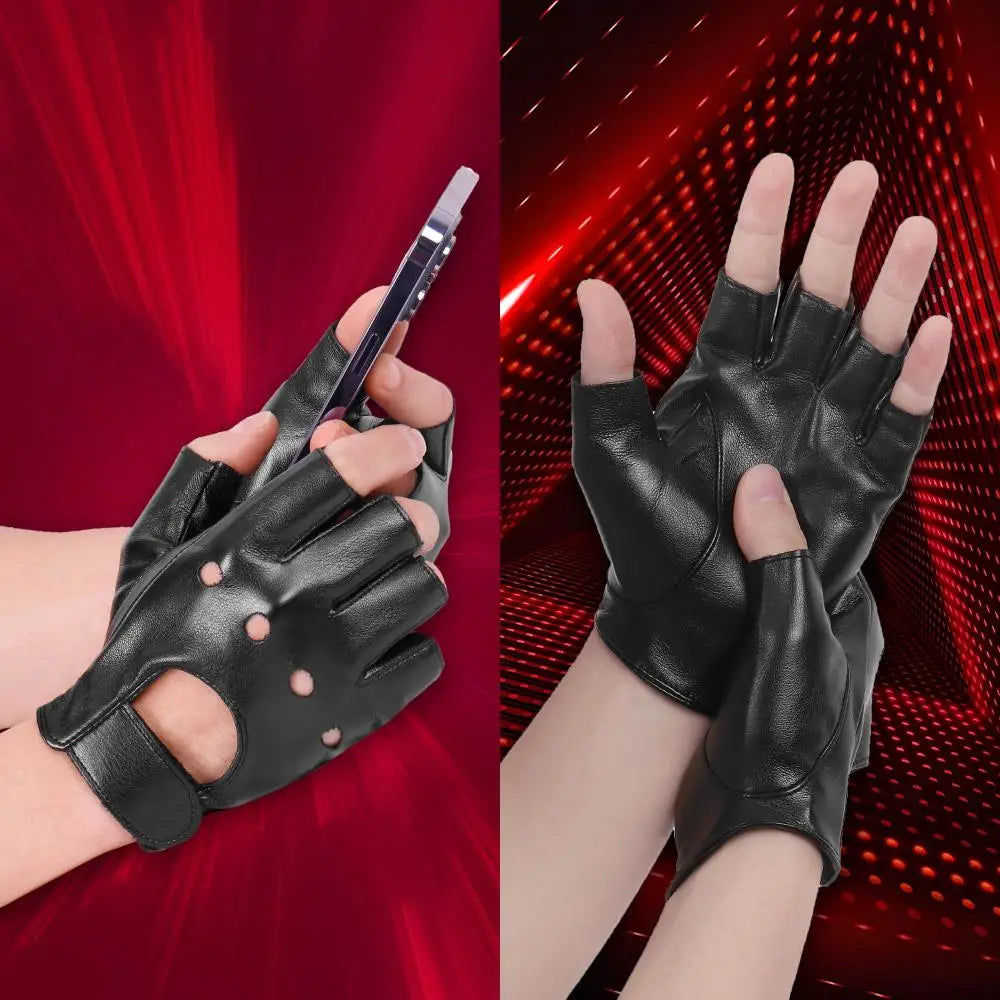 DOMEN Guantes Cuero Sintético Sin Dedos Unisex - Moto, Fitness - Corporación Turística