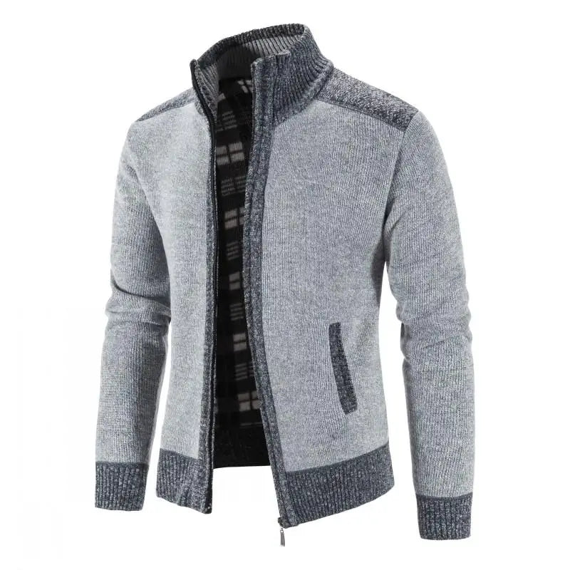 Cárdigan Patchwork Hombre Cuello Alto Grueso Cálido Favocent