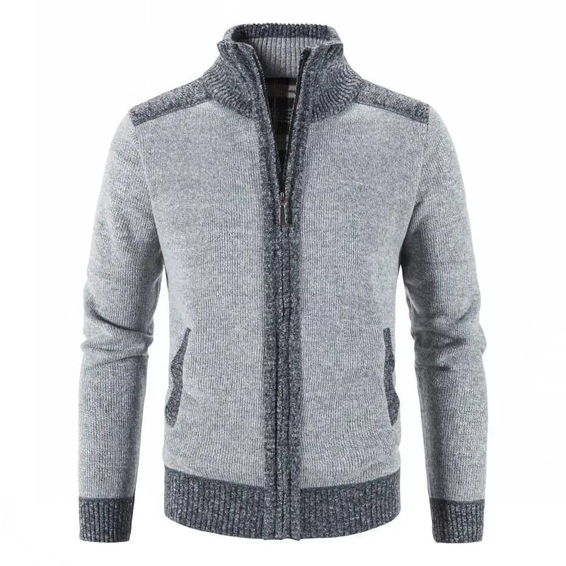 Cárdigan Patchwork Hombre Cuello Alto Grueso Cálido Favocent