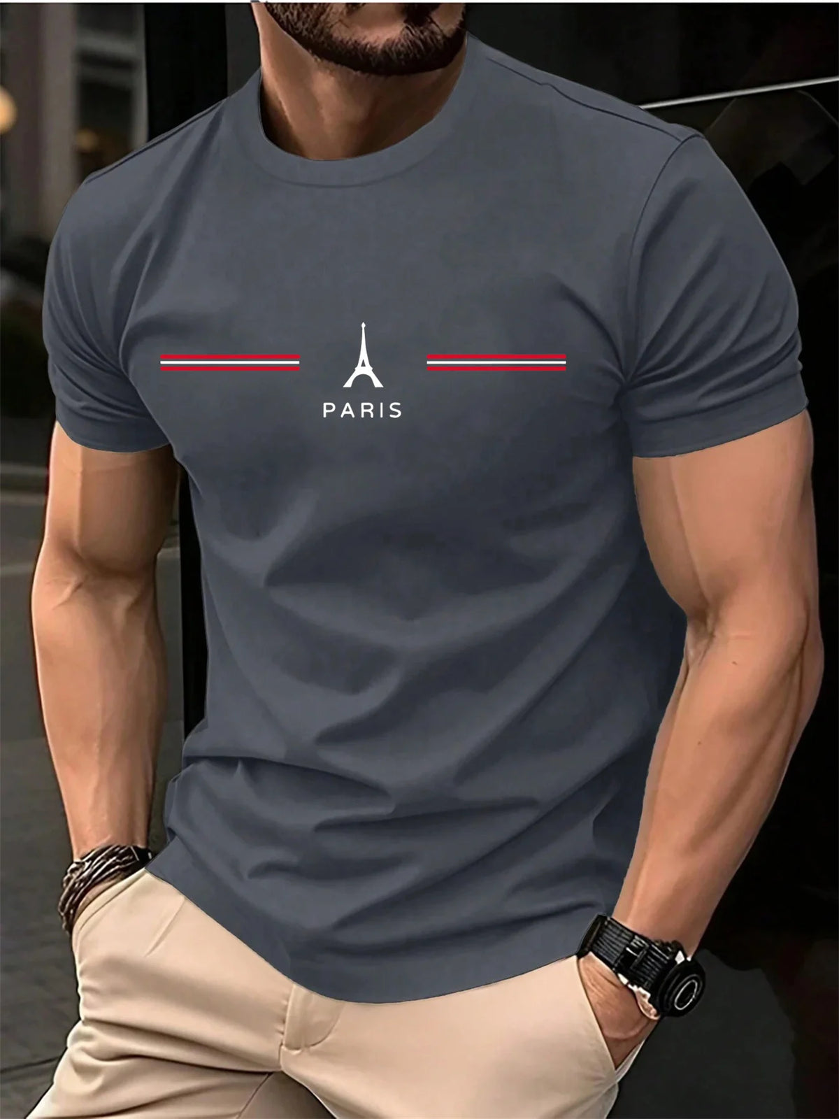Camiseta París Algodón Hombre Cuello Redondo Oversize Casual - Corporación Turística