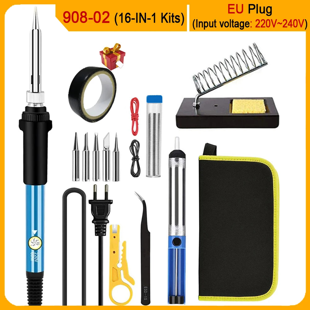 Kit Soldadura Eléctrica 60W HYOXL Temp. Ajustable 10/16/20-en-1 - Corporación Turística