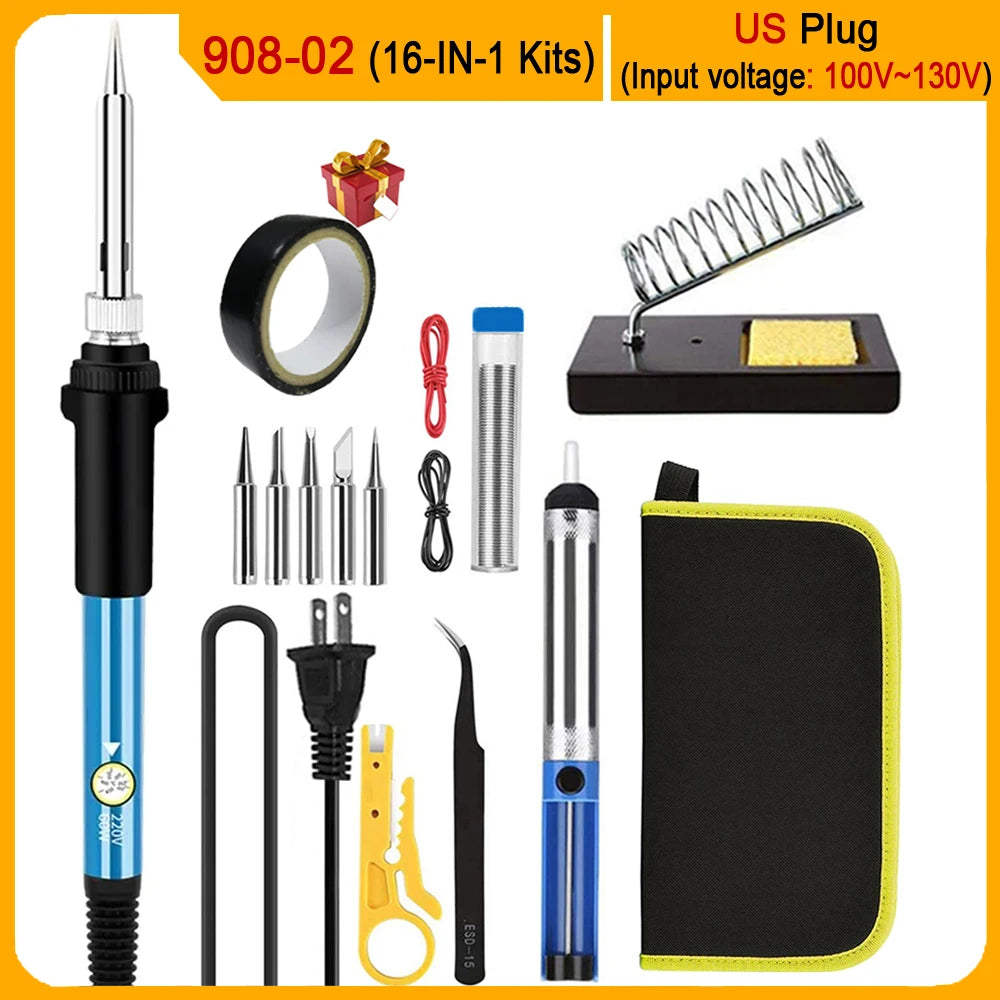Kit Soldadura Eléctrica 60W HYOXL Temp. Ajustable 10/16/20-en-1 - Corporación Turística