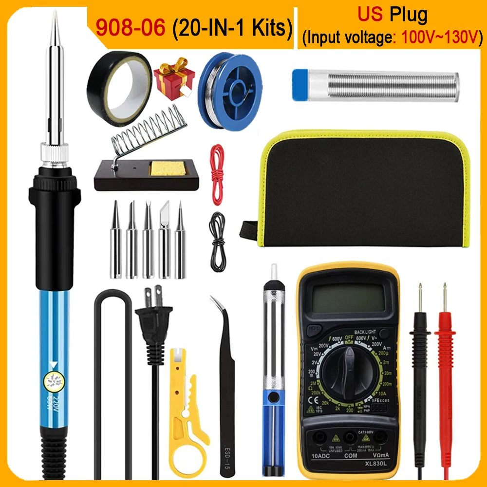 Kit Soldadura Eléctrica 60W HYOXL Temp. Ajustable 10/16/20-en-1 - Corporación Turística