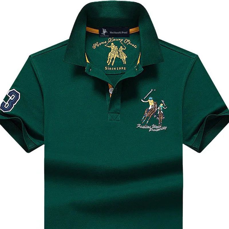 Camiseta Polo Hombre Algodón Talla Grande Bordada - Casual Verano - Corporación Turística