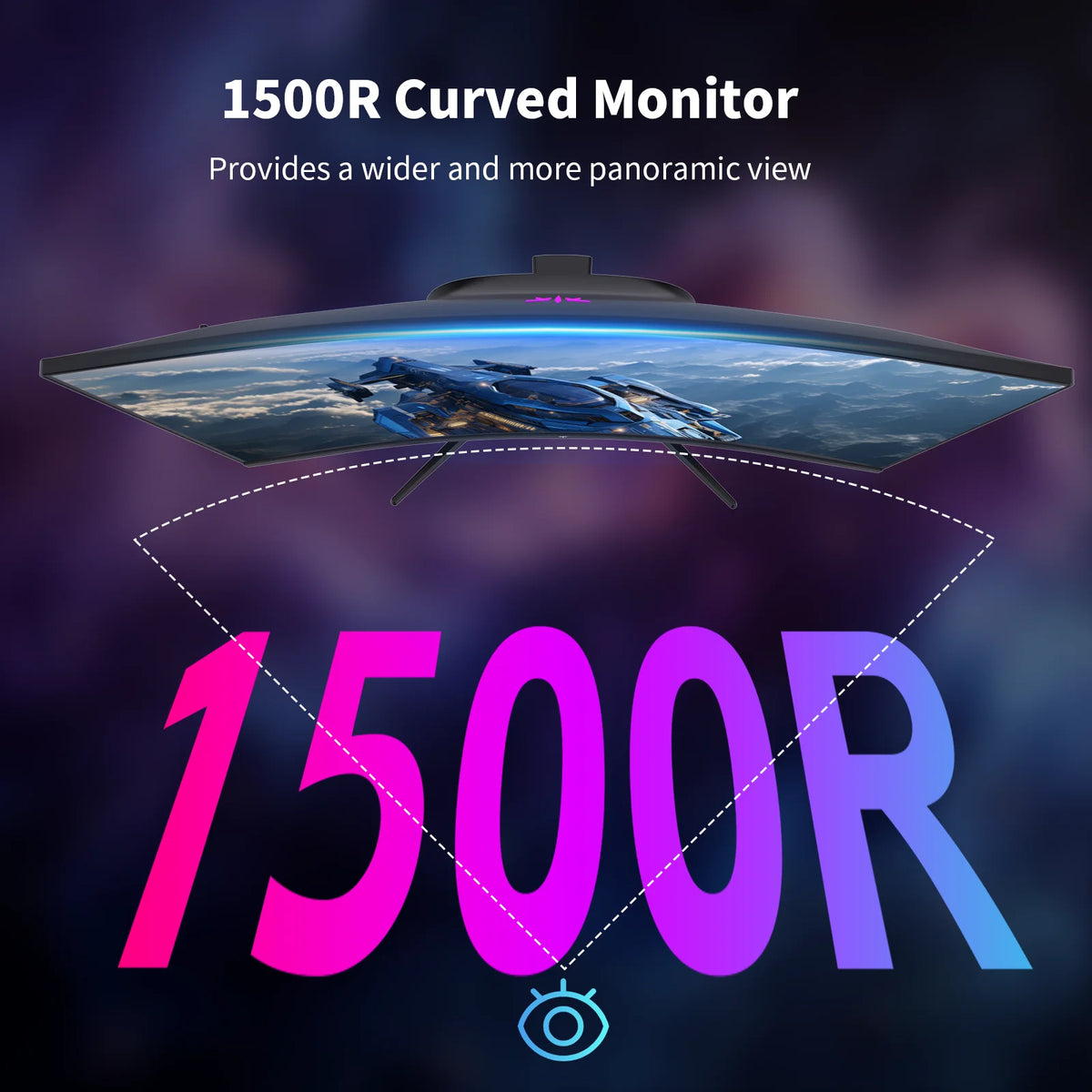 KTC 27-inch curved gaming monitor with QHD resolution, 144Hz refresh rate, HDR400, HVA panel, and adaptive sync technology.