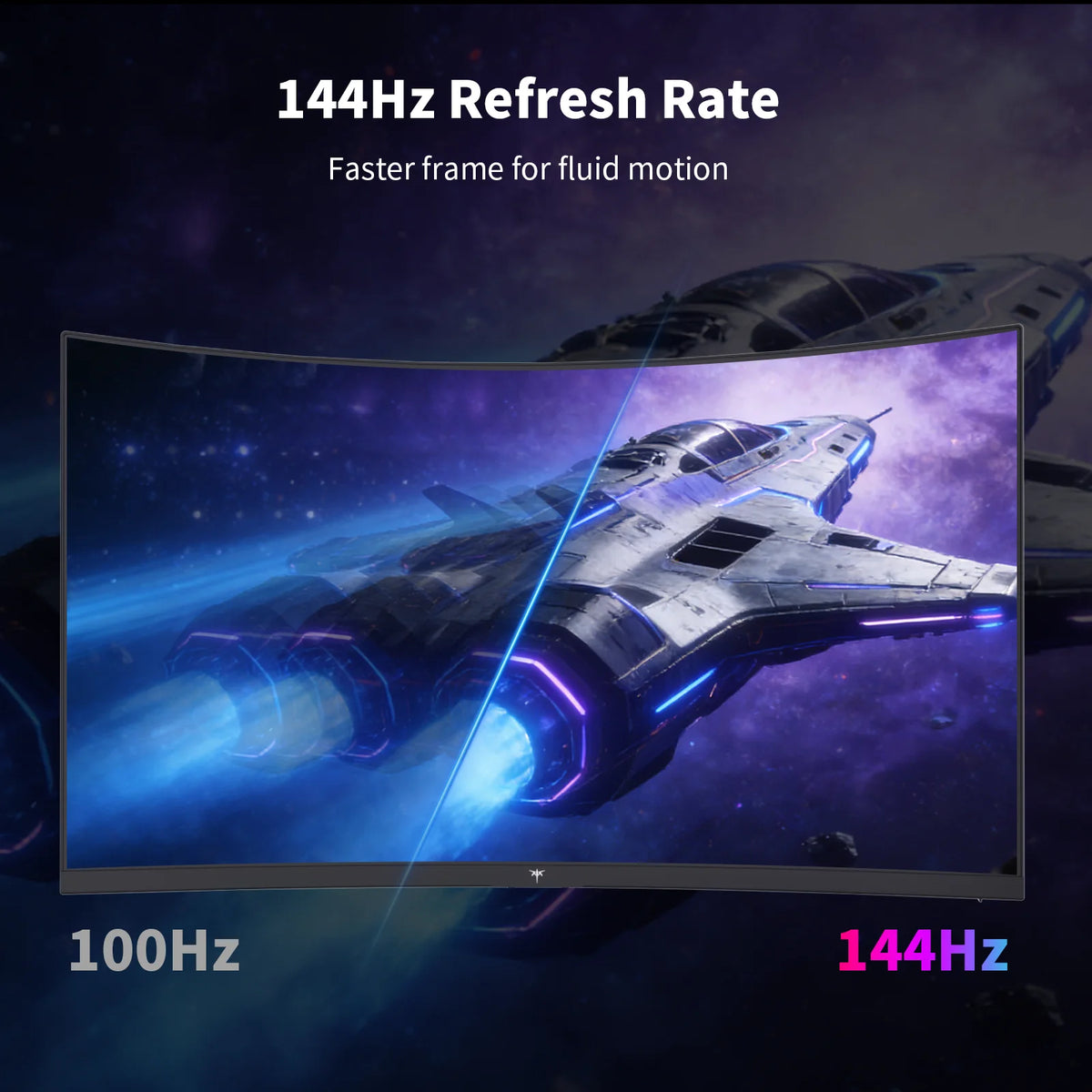 KTC 27-inch curved gaming monitor with QHD resolution, 144Hz refresh rate, HDR400, HVA, and adaptive sync technology.