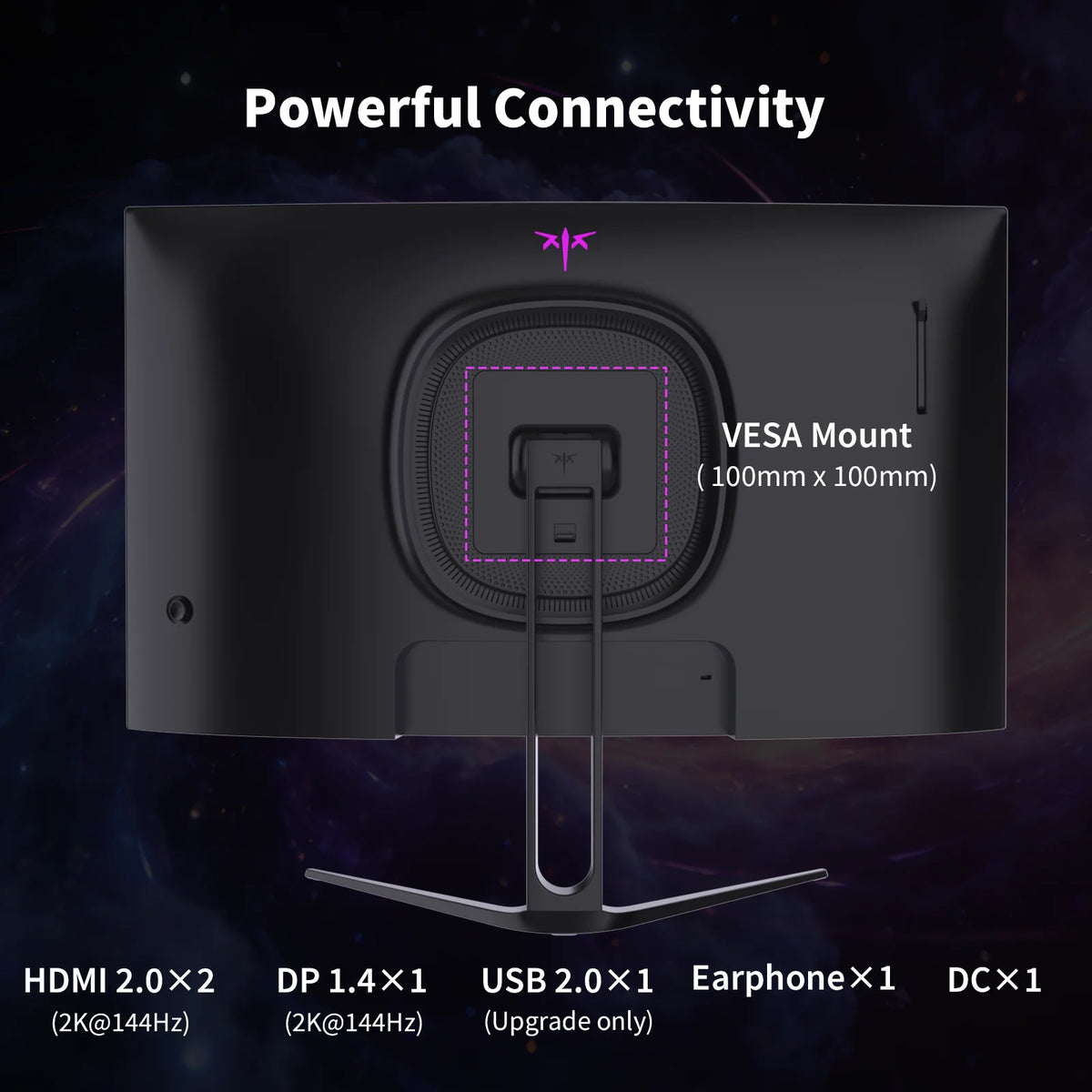 KTC 27-inch curved gaming monitor with QHD resolution, 144Hz refresh rate, HDR400, HVA panel, and adaptive sync technology.