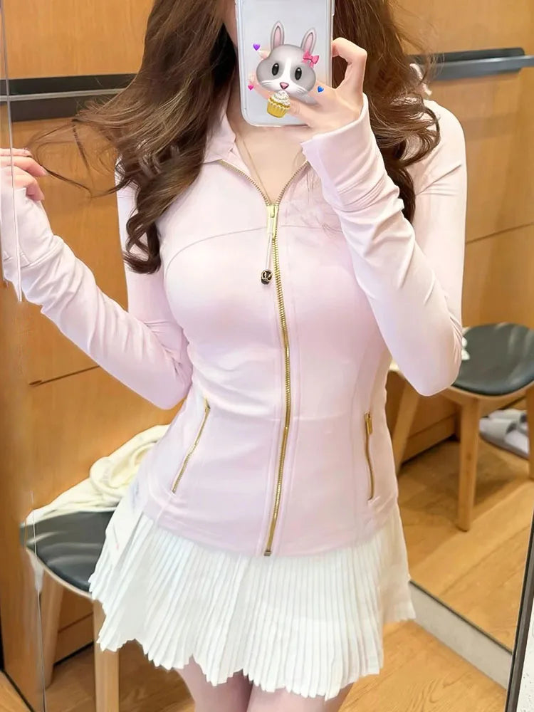 Chaqueta Deportiva Mujer LULU FLORA Cuello Alto Fitness Cremallera Dorada - Corporación Turística