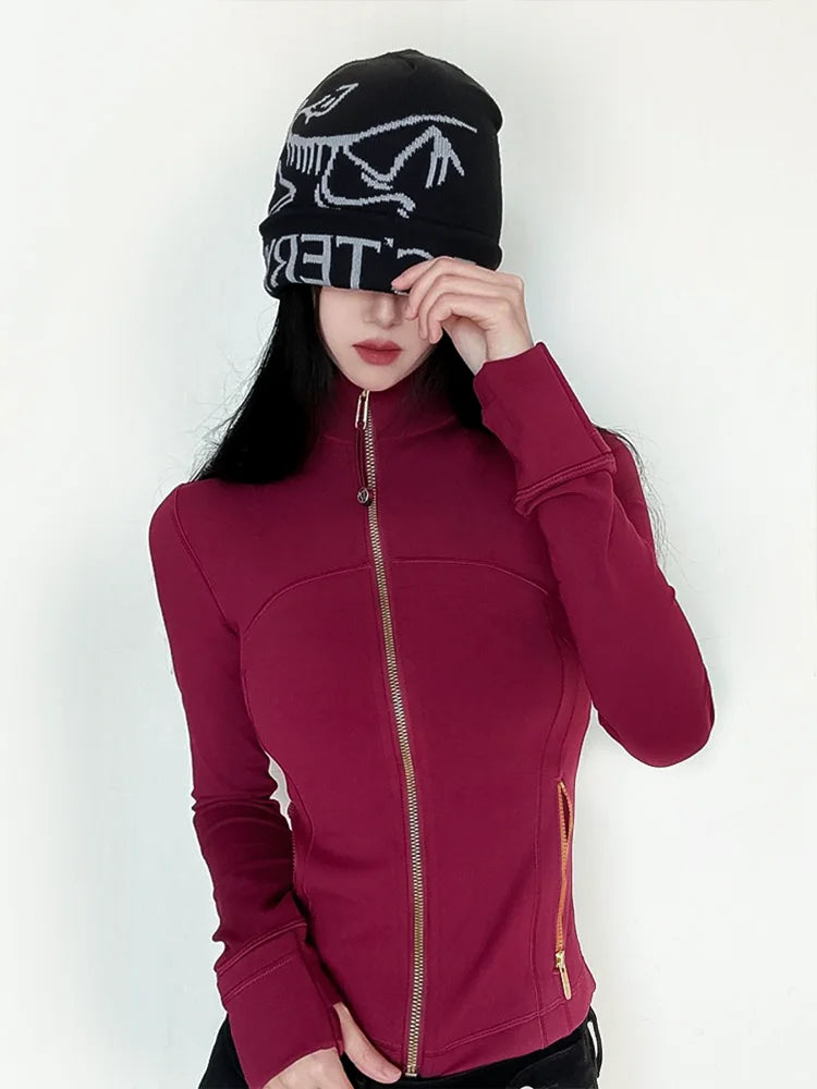 Chaqueta Deportiva Mujer LULU FLORA Cuello Alto Fitness Cremallera Dorada - Corporación Turística