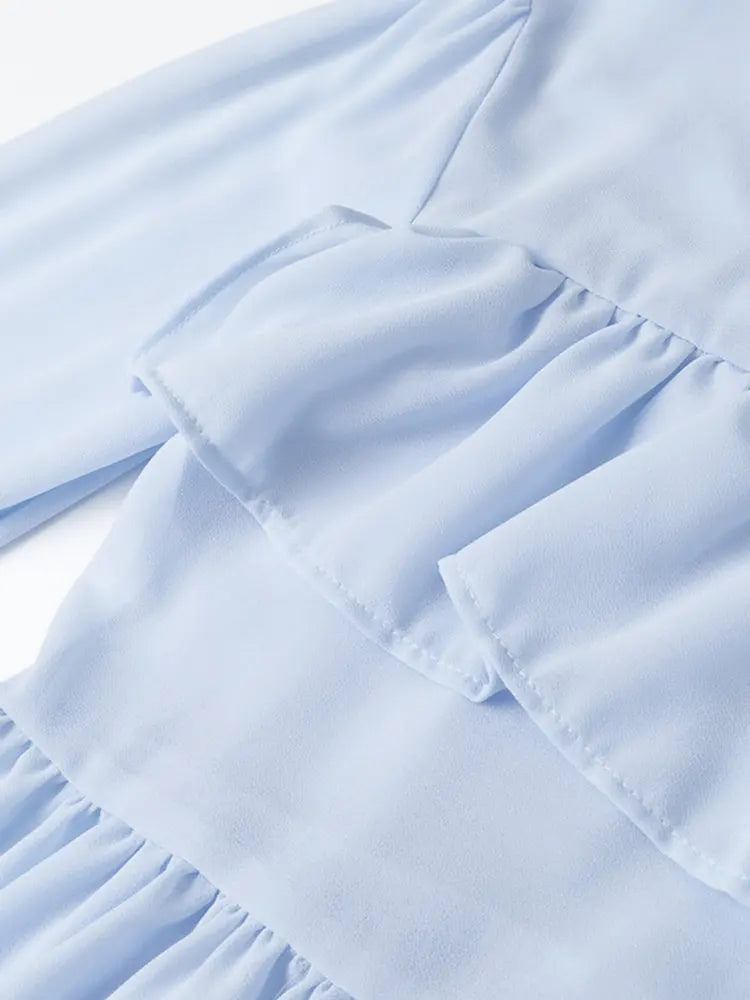 Blusa Gasa Azul Vintage Mujer 2026 - Lyaner Amiily Volantes Elegantes - Corporación Turística
