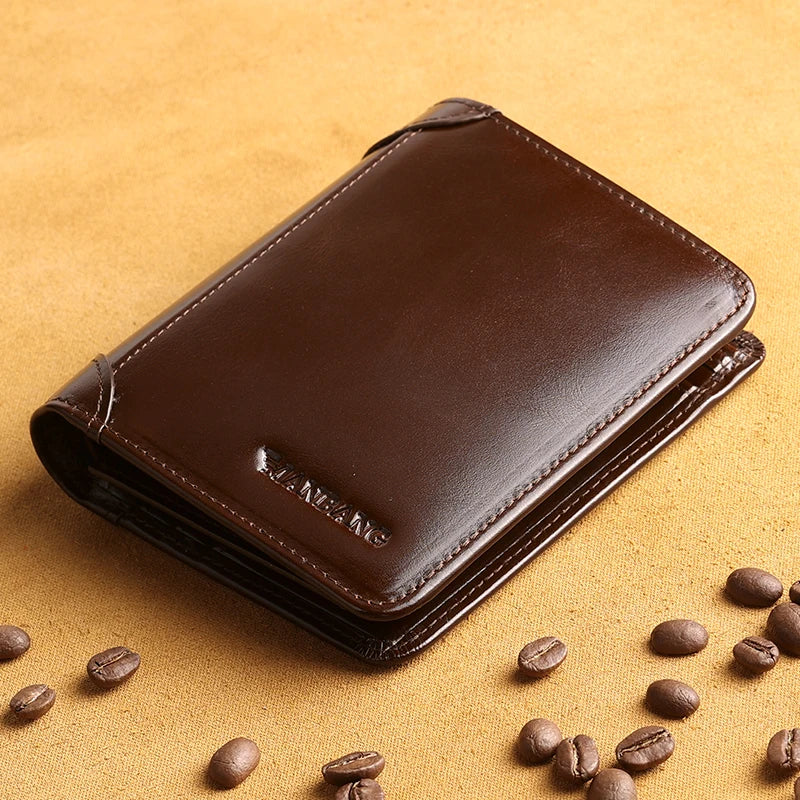 Cartera ManBang Cuero Genuino Hombre | Tarjetero Clásico Corto - Corporación Turística