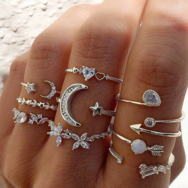 Conjunto Anillos Bohemios Circon Dorados Mujer | Modyle | Regalos Boda - Corporación Turística