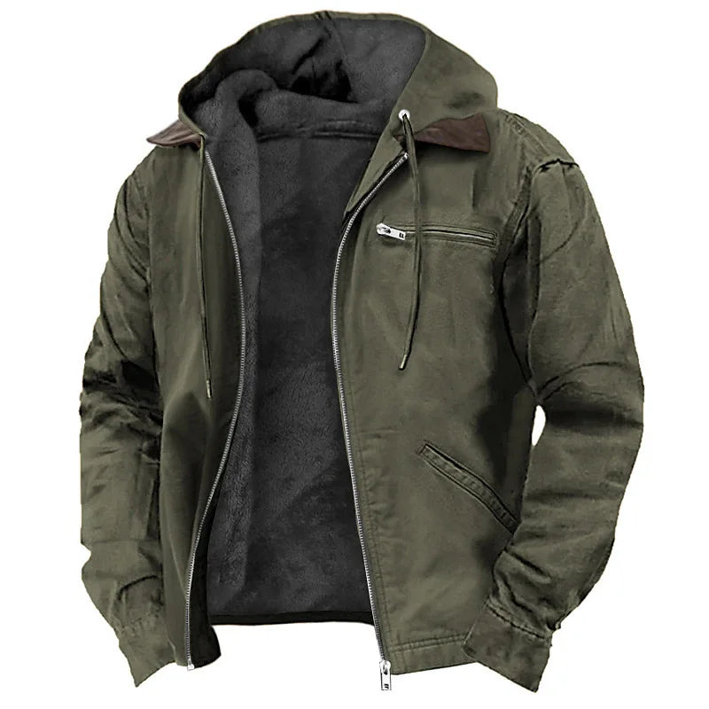 Chaqueta Polar Hombre Otoño Invierno con Capucha Cremallera Casual - Corporación Turística