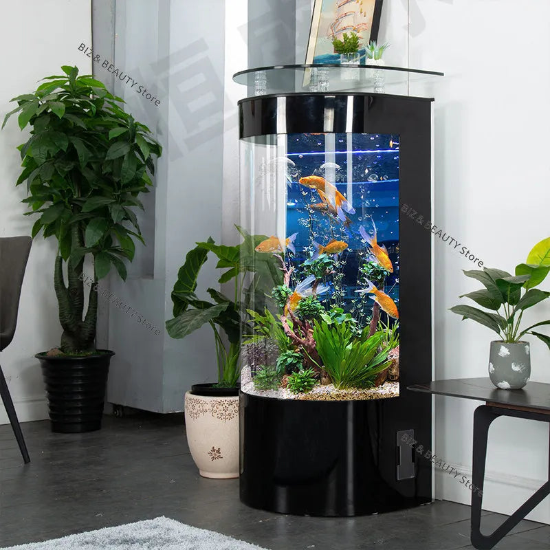 Acuario Semicircular Grande OAKCIA Autolimpieza | Pecera Moderna