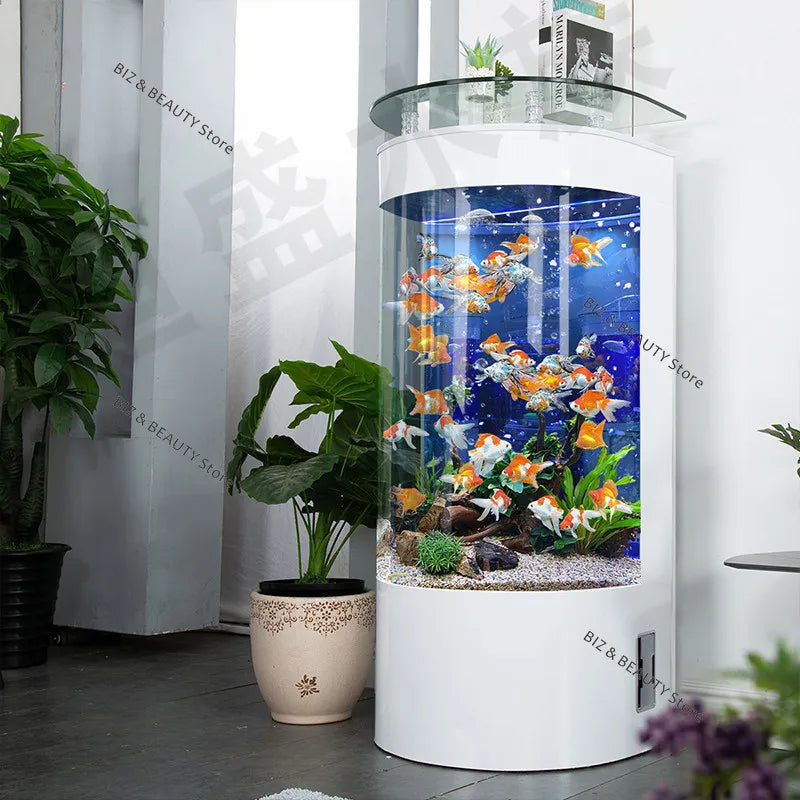 Acuario Semicircular Grande OAKCIA Autolimpieza | Pecera Moderna
