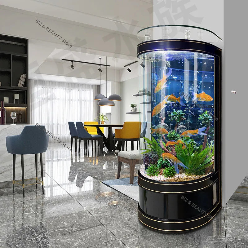 Acuario Semicircular Grande OAKCIA Autolimpieza | Pecera Moderna