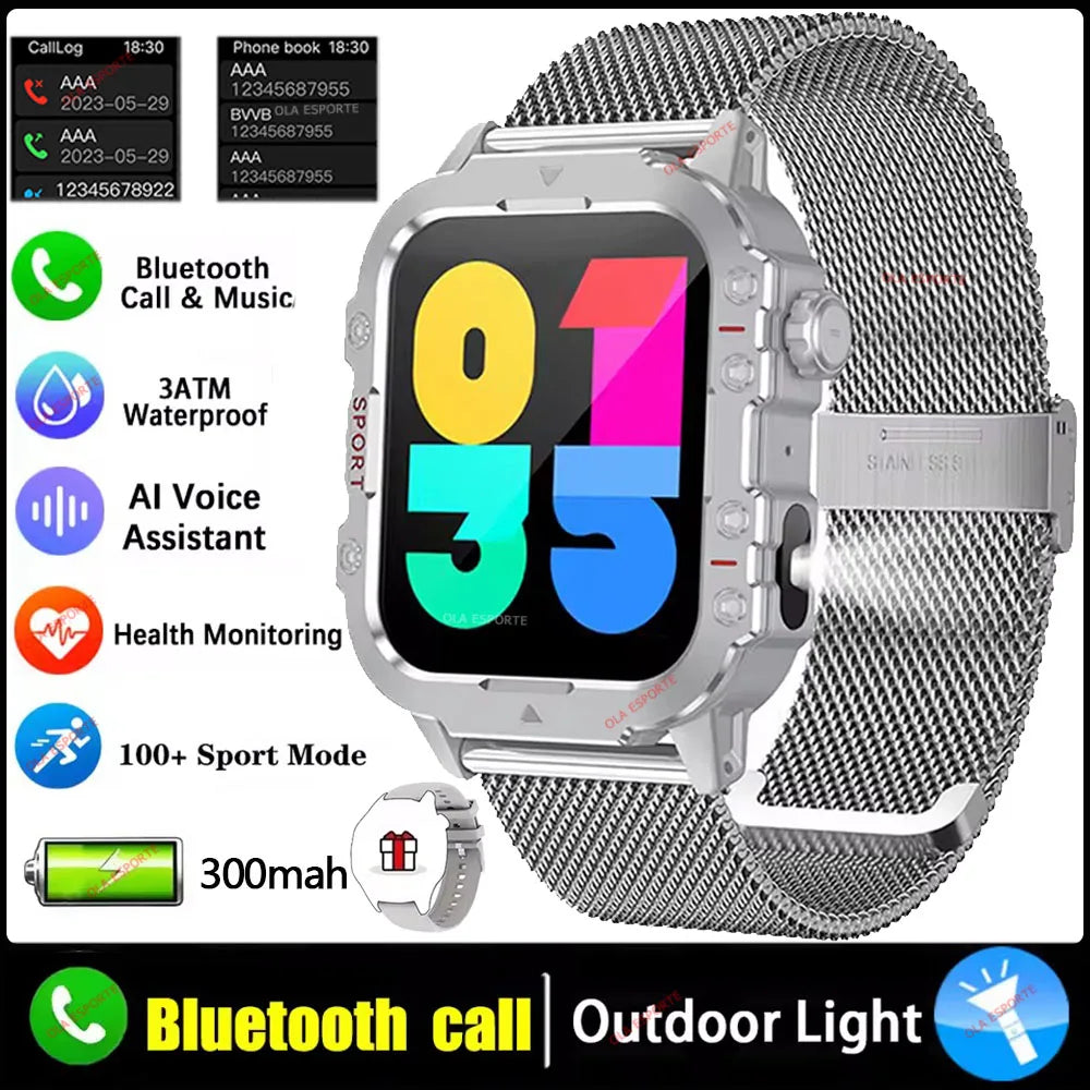 Reloj Militar 2026 Hombre: Pantalla HD 2.01", Linterna LED, Bluetooth